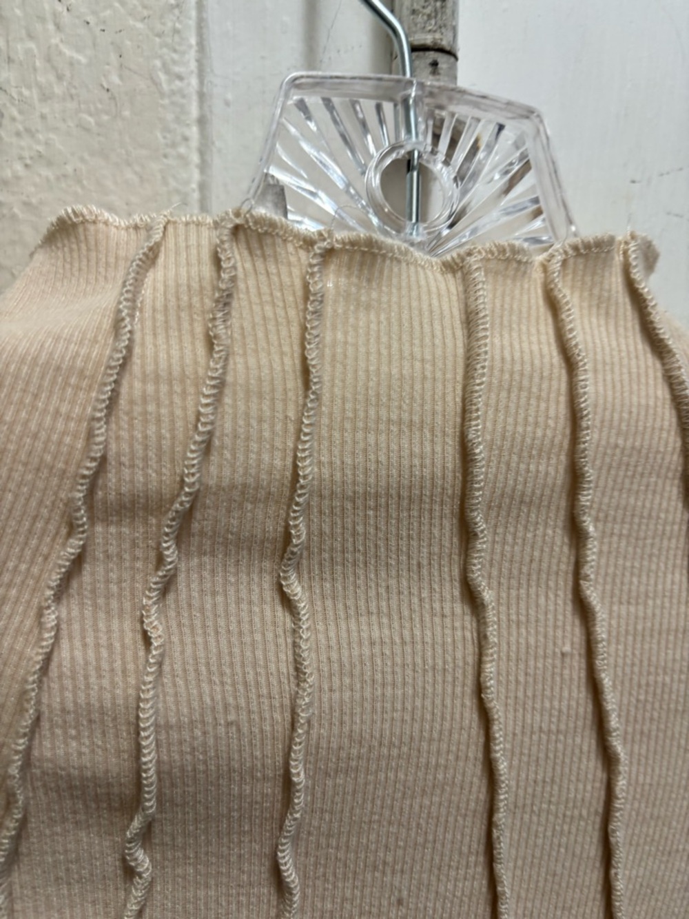 12th Tribe Women’s Cream Long-Sleeve Ribbed Knit Top - Picture 4 of 7